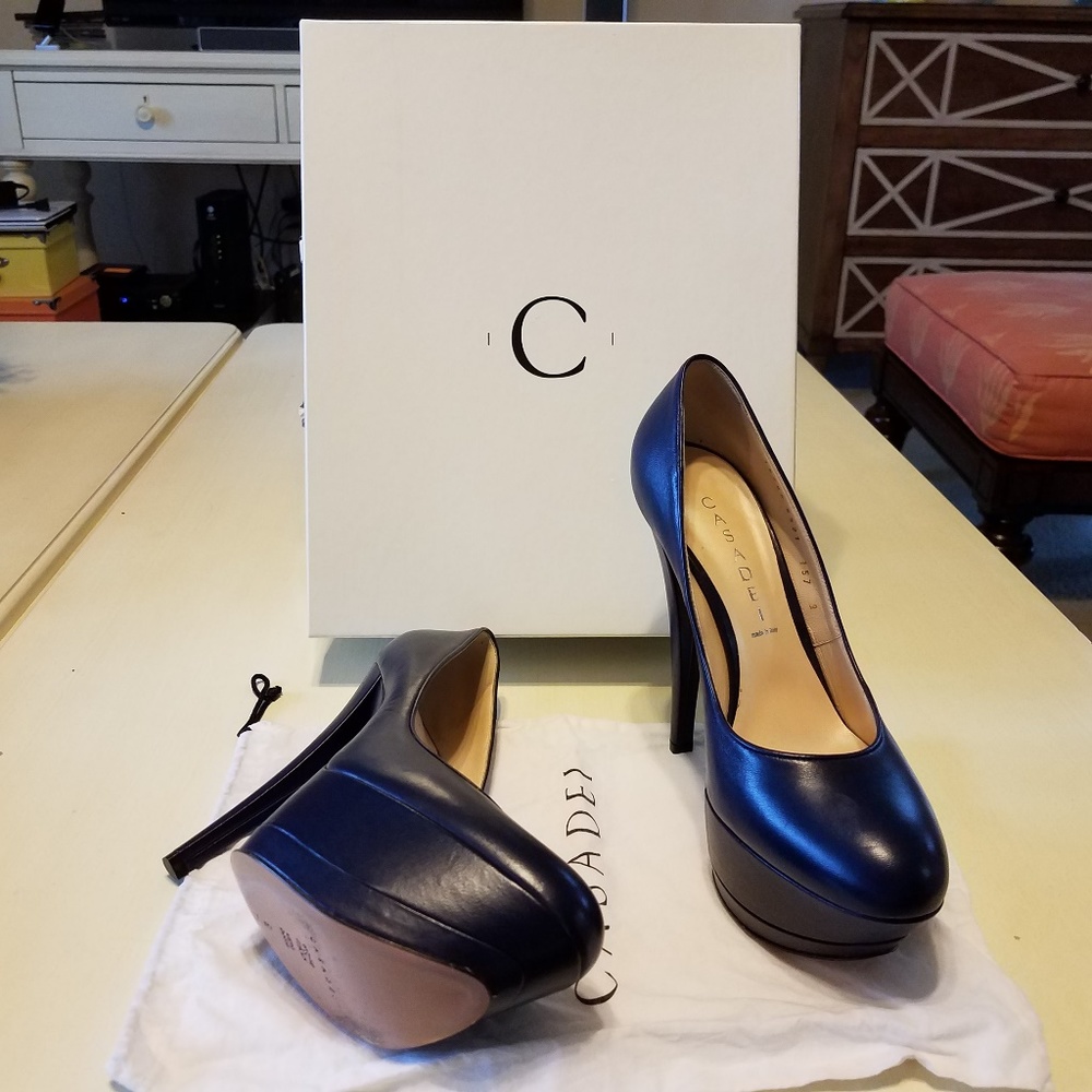 Casadei Double Platform  Navy Color Shoes Size 9